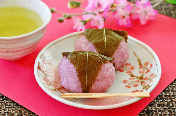 桜餅と日本茶